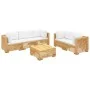 Juego muebles de jardín 6 piezas y cojines madera maciza teca von , Gartensets - Ref: Foro24-3100871, Preis: 1,00 €, Rabatt: %