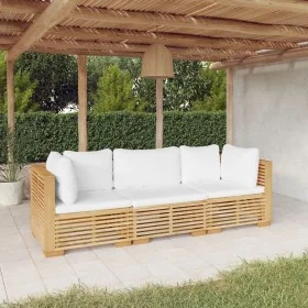 Juego muebles de jardín 3 piezas y cojines madera maciza teca von , Gartensets - Ref: Foro24-3100865, Preis: 585,31 €, Rabatt: %