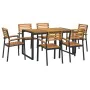 Juego de comedor de jardín 7 pzas madera maciza acacia y metal de , Conjuntos de jardín - Ref: Foro24-3155407, Precio: 679,46...