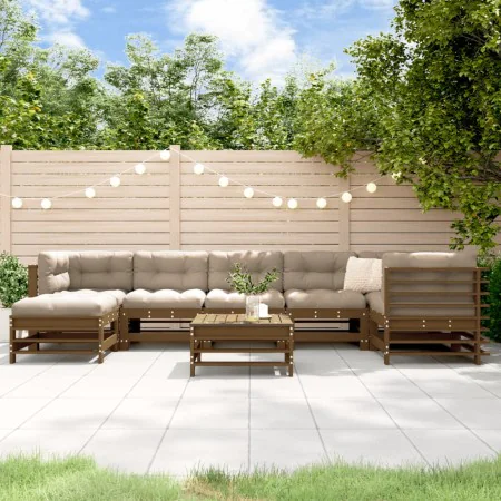 Juego muebles jardín 8 pzas y cojines madera maciza marrón miel by , Garden sets - Ref: Foro24-3185860, Price: 895,29 €, Disc...