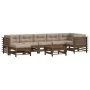 Juego muebles jardín 8 pzas y cojines madera maciza marrón miel by , Garden sets - Ref: Foro24-3185860, Price: 895,29 €, Disc...