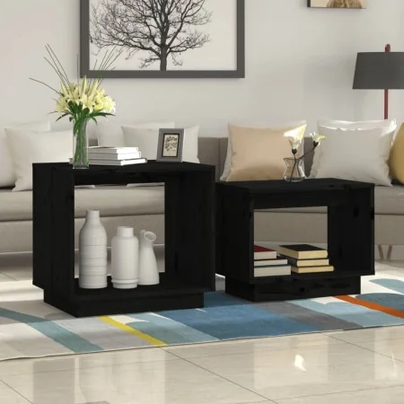 Mesas de centro apilables 2 unidades madera maciza pino negro by , Coffee table - Ref: Foro24-813529, Price: 47,94 €, Discoun...