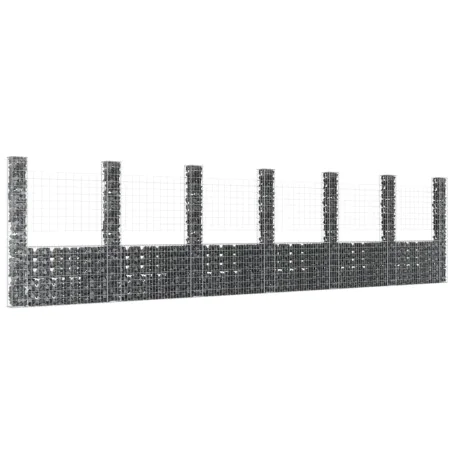 Cesta de gaviones forma de U 2 postes de hierro 740x20x200 cm by , fence panels - Ref: Foro24-151294, Price: 354,30 €, Discou...