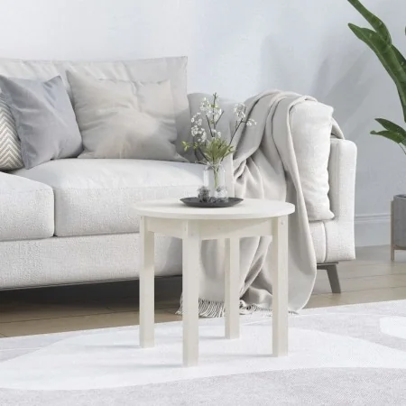 Mesa de centro de madera maciza de pino blanco Ø 45x40 cm by , Coffee table - Ref: Foro24-822333, Price: 38,41 €, Discount: %