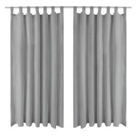 Cortinas de micro-raso con bucles 2 unidades 140x245 cm gris von , Vorhänge und Gardinen - Ref: Foro24-132215, Preis: 32,04 €...