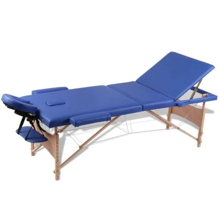 Mesa camilla de masaje de madera plegable de tres cuerpos azules by , massage tables - Ref: Foro24-110079, Price: 157,52 €, D...