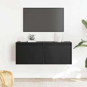 Armarios de pared 2 uds madera maciza pino negro 45x30x35 cm by , Shelves and shelves - Ref: Foro24-813444, Price: 84,01 €, D...