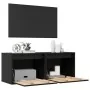 Armarios de pared 2 uds madera maciza pino negro 45x30x35 cm by , Shelves and shelves - Ref: Foro24-813444, Price: 84,01 €, D...