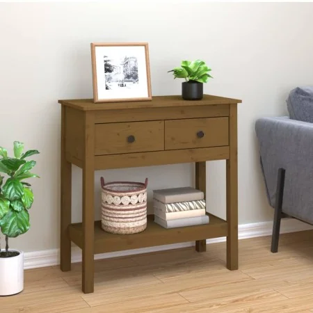 Mesa consola de madera maciza de pino marrón miel 75x35x75 cm by , Side tables - Ref: Foro24-814622, Price: 137,29 €, Discoun...