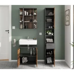 FMD Armario para lavabo de baño con 2 puertas matera oscuro old style de , Tocadores de baño - Ref: Foro24-429457, Precio: 12...