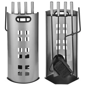 HI Juego de utensilios para chimenea 5 piezas plateado 23x15x52 cm by , fireplace tools - Ref: Foro24-435307, Price: 37,64 €,...
