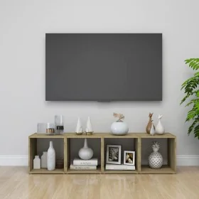 Muebles TV 4 uds contrachapada blanco y roble Sonoma 37x35x37cm by , TV Furniture - Ref: Foro24-805515, Price: 61,13 €, Disco...