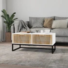 Mesa de centro hierro y madera contrachapada blanco 80x40x35 cm by , Coffee table - Ref: Foro24-352100, Price: 114,48 €, Disc...