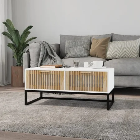 Mesa de centro hierro y madera contrachapada blanco 80x40x35 cm by , Coffee table - Ref: Foro24-352100, Price: 114,48 €, Disc...