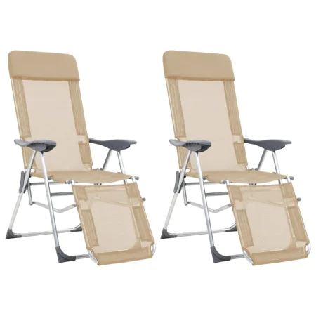 Sillas de camping plegables reposapiés 2 uds textilene crema von , Gartenstühle - Ref: Foro24-360147, Preis: 170,51 €, Rabatt: %