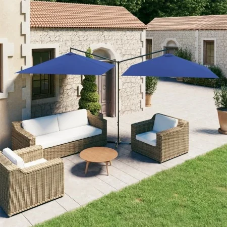 Sombrilla doble jardín con palo de acero azul celeste 600x300cm de , Sombrillas - Ref: Foro24-312561, Precio: 171,95 €, Descu...