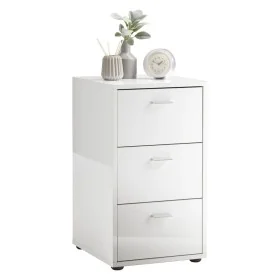 FMD Mesita de noche con 3 cajones blanco brillante by , Nightstands - Ref: Foro24-429455, Price: 179,99 €, Discount: %