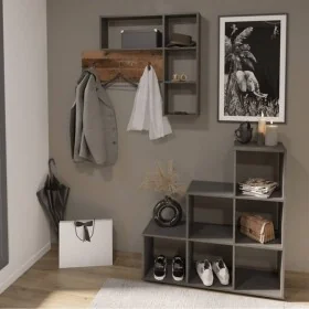 FMD Perchero de pared 4 compartimentos abiertos gris marrón oscuro by , Hat and coat racks - Ref: Foro24-433869, Price: 115,6...