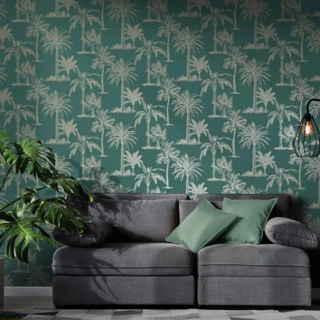 DUTCH WALLCOVERINGS Papel pintado árbol tropical verde azulado y plata von , Bemaltes Papier - Ref: Foro24-437419, Preis: 22,...