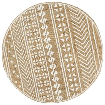 Alfombra de yute tejida a mano con estampado blanco 120 cm by , Rugs - Ref: Foro24-133693, Price: 43,43 €, Discount: %