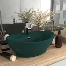 Lavabo lujo con rebosadero cerámica verde oscuro 58,5x39 cm by , Sinks - Ref: Foro24-146937, Price: 87,07 €, Discount: %