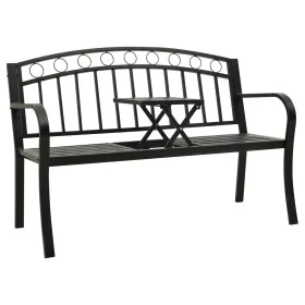 Banco de jardín con mesa acero negro 120 cm by , garden benches - Ref: Foro24-319584, Price: 126,34 €, Discount: %