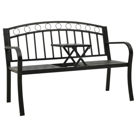 Banco de jardín con mesa acero negro 120 cm de , Bancos de jardín - Ref: Foro24-319584, Precio: 126,29 €, Descuento: %