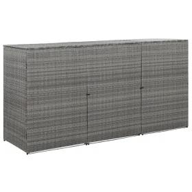 Cobertizo triple cubo basura ratán PE antracita 229x78x120 cm by , Waste container supports - Ref: Foro24-46735, Price: 432,9...