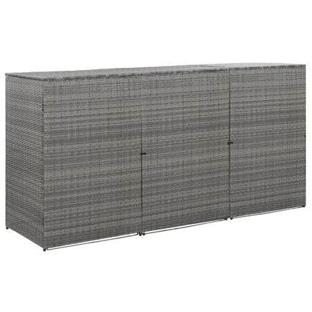 Cobertizo triple cubo basura ratán PE antracita 229x78x120 cm von , Halterungen für Abfallbehälter - Ref: Foro24-46735, Preis...