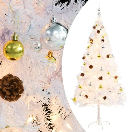 Árbol de Navidad preiluminado con luces y bolas blanco 180 cm de , Arboles de navidad - Ref: Foro24-321503, Precio: 64,25 €, ...