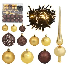 Set de bolas de Navidad 120 pzas con pico 300 LED dorado bronce by , Christmas lights - Ref: Foro24-330096, Price: 52,93 €, D...