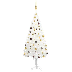 Árbol de Navidad preiluminado con luces y bolas blanco 180 cm de , Arboles de navidad - Ref: Foro24-3077548, Precio: 138,24 €...