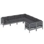 Gartenmöbel 8-teilig und graue Kissen aus massivem Kiefernholz von vidaXL, Gartensets - Ref: Foro24-3096973, Preis: 686,58 €,...