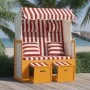 Silla Strandkorb con cojines ratán sintético madera rojo blanco by , Loungers - Ref: Foro24-318665, Price: 315,41 €, Discount: %