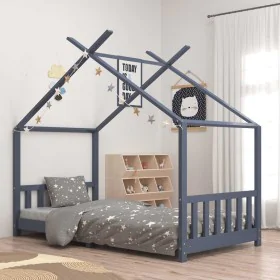 Estructura de cama infantil madera maciza pino gris 90x200 cm von , Kinderbetten und Betten für Kinder - Ref: Foro24-283372, ...