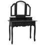 Set de tocador y taburete madera paulownia negro 100x40x146 cm by , Bedroom Dressers - Ref: Foro24-289324, Price: 289,14 €, D...