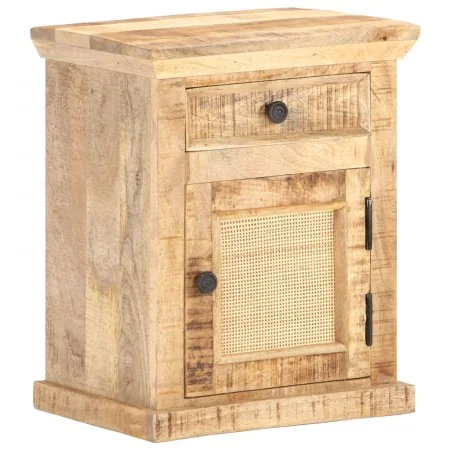 Mesita de noche madera maciza mango y caña natural 40x30x50 cm by , Nightstands - Ref: Foro24-289088, Price: 91,80 €, Discoun...