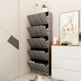 Zapatero 5 puertas madera ingeniería gris hormigón 59x24x167 cm by , Shoe racks and shoe organizers - Ref: Foro24-338140, Pri...