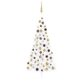 Medio árbol de Navidad con luces y bolas blanco 180 cm by , Christmas trees - Ref: Foro24-3077484, Price: 64,37 €, Discount: %