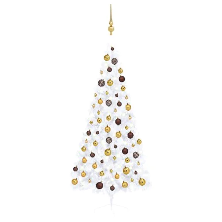 Medio árbol de Navidad con luces y bolas blanco 180 cm by , Christmas trees - Ref: Foro24-3077484, Price: 64,37 €, Discount: %