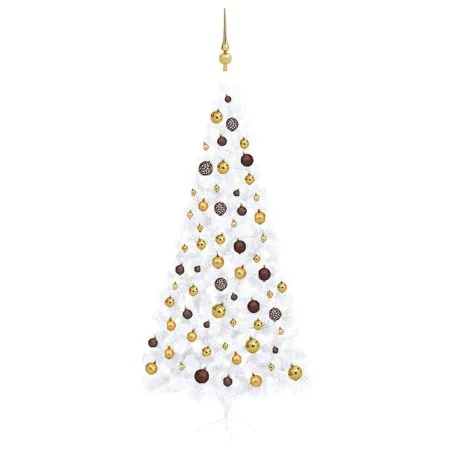 Medio árbol de Navidad con luces y bolas blanco 240 cm by , Christmas trees - Ref: Foro24-3077486, Price: 85,70 €, Discount: %