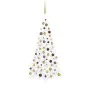Medio árbol de Navidad con luces y bolas blanco 240 cm by , Christmas trees - Ref: Foro24-3077486, Price: 85,70 €, Discount: %