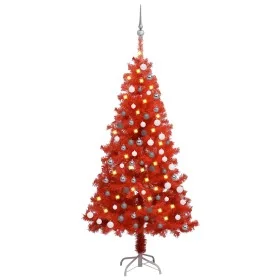 Árbol de Navidad preiluminado con luces y bolas rojo 150 cm von , Weihnachtsbäume - Ref: Foro24-3077685, Preis: 52,09 €, Raba...