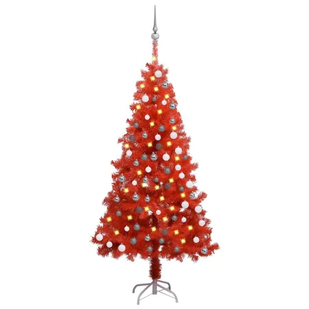 Árbol de Navidad preiluminado con luces y bolas rojo 150 cm by , Christmas trees - Ref: Foro24-3077685, Price: 52,09 €, Disco...