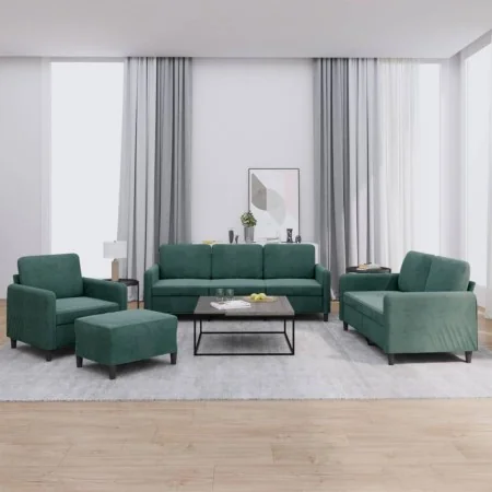 Juego de sofás 4 piezas terciopelo verde oscuro von , Sofas - Ref: Foro24-3201946, Preis: 775,56 €, Rabatt: %
