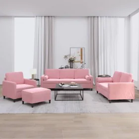 Juego de sofás con cojines 4 piezas terciopelo rosa by , Sofas - Ref: Foro24-3201967, Price: 786,66 €, Discount: %