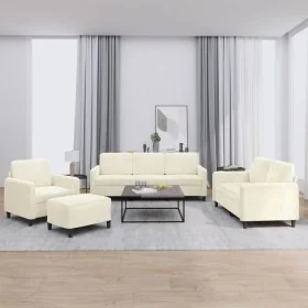 Juego de sofás 4 piezas terciopelo crema by , Sofas - Ref: Foro24-3201952, Price: 746,19 €, Discount: %