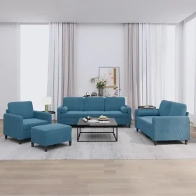 Juego de sofás con cojines 4 piezas terciopelo azul by , Sofas - Ref: Foro24-3201973, Price: 782,37 €, Discount: %
