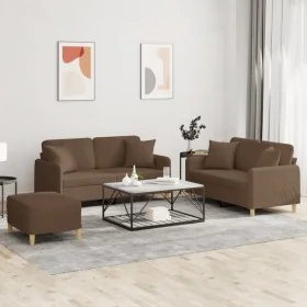 Juego de sofás con cojines 3 piezas tela marrón von , Sofas - Ref: Foro24-3202113, Preis: 481,86 €, Rabatt: %