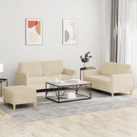 Juego de sofás con cojines 3 piezas tela crema by , Sofas - Ref: Foro24-3202096, Price: 468,23 €, Discount: %